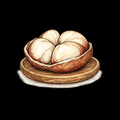 Kola nut split open on a wooden saucer, a traditional Igbo symbol of hospitality and unity